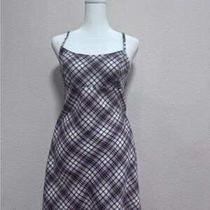 Brandy Melville Plaid Lavender Spaghetti Strap Dress